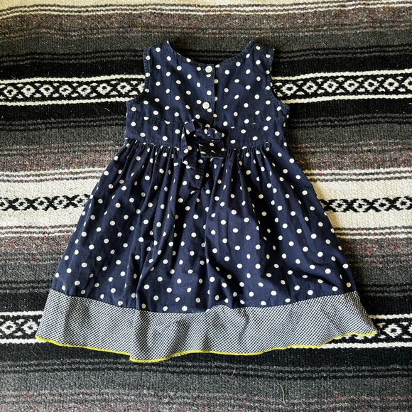 BLUBERI BOULEVARD BLUE WHITE YELLOW POLKA DOT DAISY FLOWER DRESS SIZE 4T COTTON - Picture 2 of 7